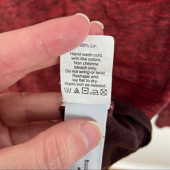 Madewell 100% Linen Curveball Long Sleeve Tee Red Size XS Pocket Crew Neck Top - Picture 7 of 9